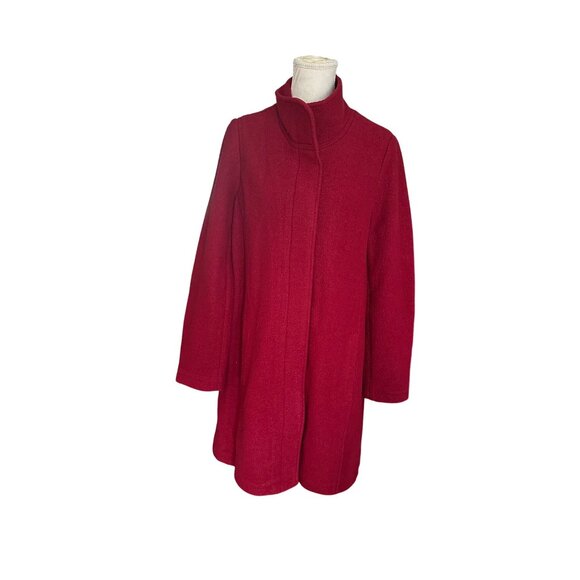 L.L. Bean Bellandi Premium Wool Coat Jacket Womens Large Burgundy Italian Wool